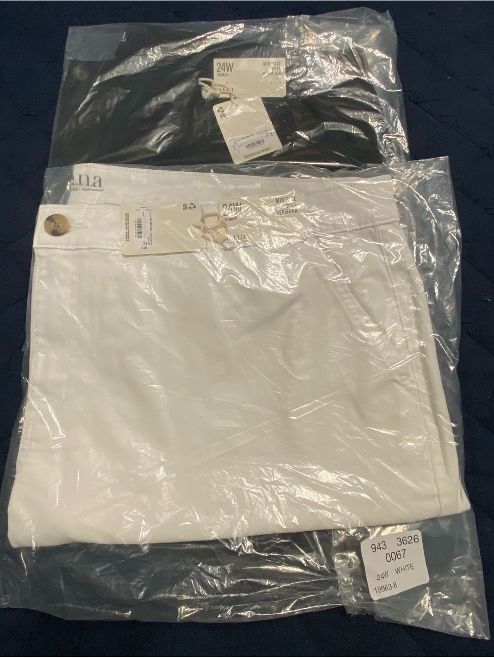 2 Pair 24W  a.n.a. by JCPenney Women's Chino Shorts - Black & White